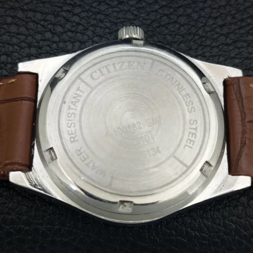 Vintage 1988 Citizen Manual Wound Mens Silver Watch & Silver Accents